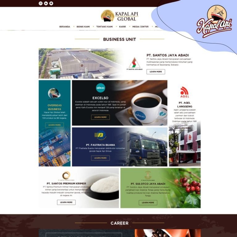 Contoh tampilan website perusahaan multinasional